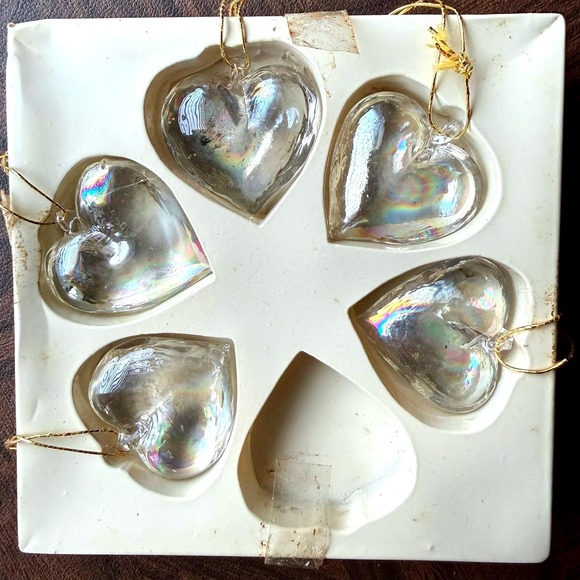 House of Lloyd Other - Vintage 1994 House of Lloyd Iridescent Heart Ornaments Set of 5 Christmas 530389